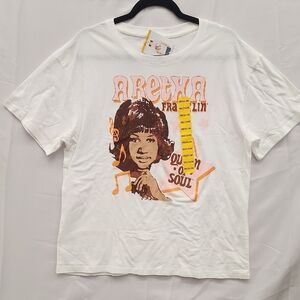 White Graphic Tee - Aretha Franklin Design